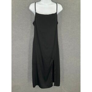 Forever 21 Maxi Slip Dress‎ Womens Sz S Black Cami Side Slit Sexy Cocktail Party